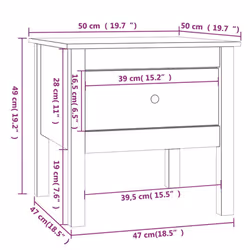 vidaXL 1/2x Solid Wood Pine Side Table Multi Colours 40x40x39 cm/50x50x49 cm - black, 50 x 50 x 49 cm/2 - Additional view 4