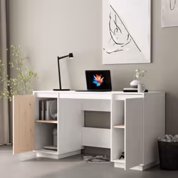 vidaXL Solid Wood Pine Desk Wooden Office Writing Desk Table Multi Colours - white