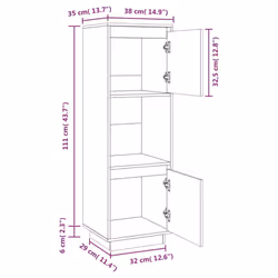 vidaXL Solid Wood Pine Highboard Indoor Wooden Console Cabinet Multi Colours - white - Additional view 4