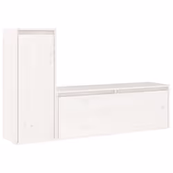 vidaXL 2x Solid Wood Pine TV Cabinets TV Stand Shelf Furniture Multi Colours - white