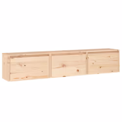 vidaXL TV Cabinets Hanging Cabinet Floating Wall Shelf 3 pcs Solid Wood Pine - brown