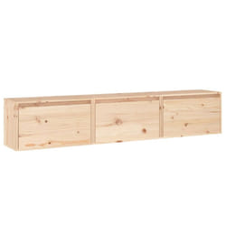 vidaXL TV Cabinets Hanging Cabinet Floating Wall Shelf 3 pcs Solid Wood Pine - brown