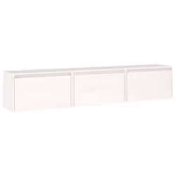 vidaXL TV Cabinets Hanging Cabinet Floating Wall Shelf 3 pcs Solid Wood Pine - white