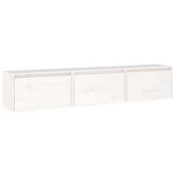 vidaXL TV Cabinets Hanging Cabinet Floating Wall Shelf 3 pcs Solid Wood Pine - white