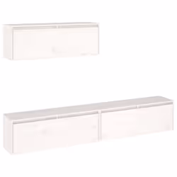 vidaXL 3x Solid Wood Pine TV Cabinets Wooden Hanging Cabinet Multi Colours - white