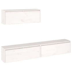 vidaXL 3x Solid Wood Pine TV Cabinets Wooden Hanging Cabinet Multi Colours - white