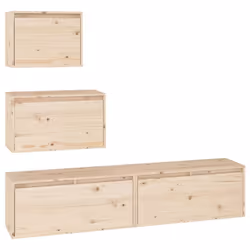 vidaXL 4x Solid Wood Pine TV Cabinets Wall Mounted Shelf Stand Multi Colours - brown