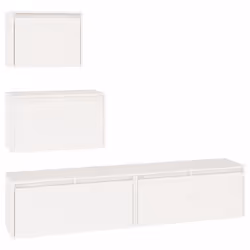 vidaXL 4x Solid Wood Pine TV Cabinets Wall Mounted Shelf Stand Multi Colours - white