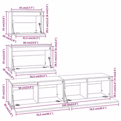 vidaXL 4x Solid Wood Pine TV Cabinets Wall Mounted Shelf Stand Multi Colours - white