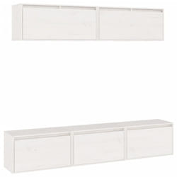 vidaXL 5x Solid Wood Pine TV Cabinets Wall Mounted Shelf Stand Multi Colours - white