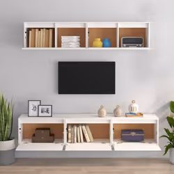 vidaXL 5x Solid Wood Pine TV Cabinets Wall Mounted Shelf Stand Multi Colours - white