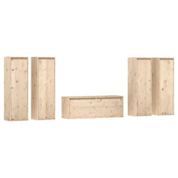 vidaXL 5x Solid Wood Pine TV Cabinets Wall Mounted Furniture Multi Colours - brown