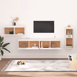 vidaXL 4x Solid Wood Pine TV Cabinets Wooden Hanging Cabinet Multi Colours - white