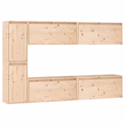 vidaXL 6x Solid Wood Pine TV Cabinets Wooden Hanging Cabinet Multi Colours - brown