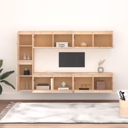 vidaXL 6x Solid Wood Pine TV Cabinets Wooden Hanging Cabinet Multi Colours - brown