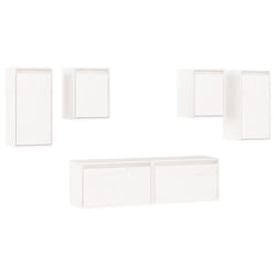 vidaXL 6x Solid Wood Pine TV Cabinets Wooden Hanging Cabinet Multi Colours - white
