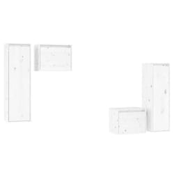 vidaXL 4x Solid Wood Pine TV Cabinets Wall Mounted Shelf Stand Multi Colours - white