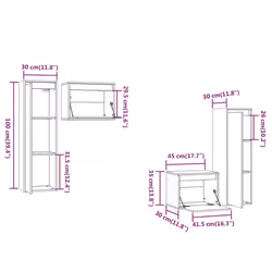 vidaXL 4x Solid Wood Pine TV Cabinets Wall Mounted Shelf Stand Multi Colours - white - Additional view 8
