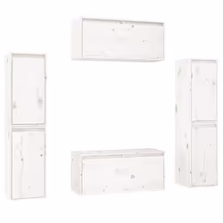 vidaXL 6x Solid Wood Pine TV Cabinets Wall Mounted Shelf Stand Multi Colours - white