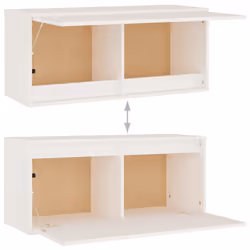 vidaXL 6x Solid Wood Pine TV Cabinets Wall Mounted Shelf Stand Multi Colours - white - Additional view 8