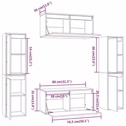 vidaXL 6x Solid Wood Pine TV Cabinets Wall Mounted Shelf Stand Multi Colours - white - Additional view 9