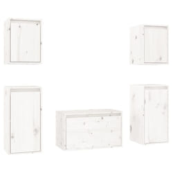 vidaXL 5x Solid Wood Pine TV Cabinets Storage Floating Cabinet Multi Colours - white