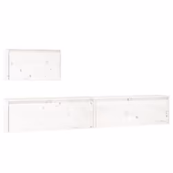 vidaXL 3x Solid Wood Pine TV Cabinets Storage Floating Cabinet Multi Colours - white