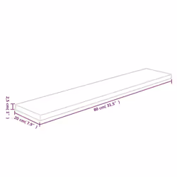 ) vidaXL Solid Wood Oak Shelf Board Untreated Wooden Storage Shelf Multi Sizes - 80 x 20 x 2.5 cm (L x W x H