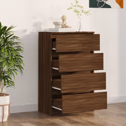 vidaXL Sideboard Engineered Wood Storage Drawer Side Cabinet Multi Colours - brown oak