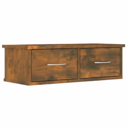 vidaXL Wall-mounted Drawer Shelf Wall Rack Storage Cabinet Engineered Wood - smoked oak