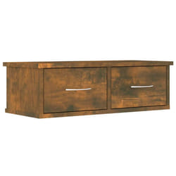 vidaXL Wall-mounted Drawer Shelf Wall Rack Storage Cabinet Engineered Wood - smoked oak