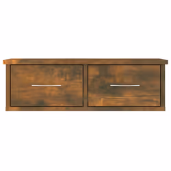 vidaXL Wall-mounted Drawer Shelf Wall Rack Storage Cabinet Engineered Wood - smoked oak