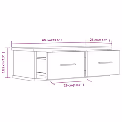 vidaXL Wall-mounted Drawer Shelf Wall Rack Storage Cabinet Engineered Wood - smoked oak