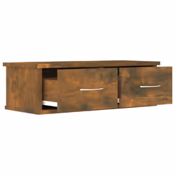 vidaXL Wall-mounted Drawer Shelf Wall Rack Storage Cabinet Engineered Wood - smoked oak - Additional view 4