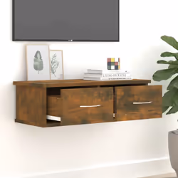vidaXL Wall-mounted Drawer Shelf Wall Rack Storage Cabinet Engineered Wood - smoked oak - Additional view 5