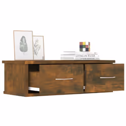 vidaXL Wall-mounted Drawer Shelf Wall Rack Storage Cabinet Engineered Wood - smoked oak - Additional view 6
