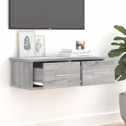 vidaXL Wall-mounted Drawer Shelf Wall Rack Storage Cabinet Engineered Wood - grey sonoma - Additional view 5