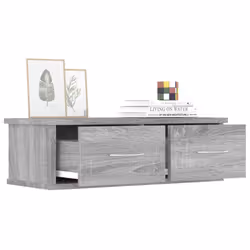 vidaXL Wall-mounted Drawer Shelf Wall Rack Storage Cabinet Engineered Wood - grey sonoma - Additional view 6
