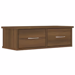 vidaXL Wall-mounted Drawer Shelf Wall Rack Storage Cabinet Engineered Wood - brown oak