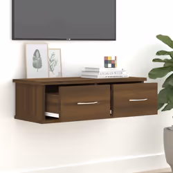 vidaXL Wall-mounted Drawer Shelf Wall Rack Storage Cabinet Engineered Wood - brown oak - Additional view 5