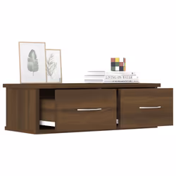 vidaXL Wall-mounted Drawer Shelf Wall Rack Storage Cabinet Engineered Wood - brown oak - Additional view 6