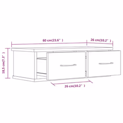 vidaXL Wall-mounted Drawer Shelf Wall Rack Storage Cabinet Engineered Wood - brown oak - Additional view 7
