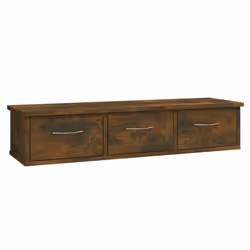 vidaXL Wall-mounted Drawer Shelf Wall Rack Storage Cabinet Engineered Wood - smoked oak