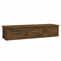vidaXL Wall-mounted Drawer Shelf Wall Rack Storage Cabinet Engineered Wood - smoked oak