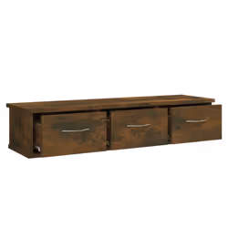 vidaXL Wall-mounted Drawer Shelf Wall Rack Storage Cabinet Engineered Wood - smoked oak - Additional view 5