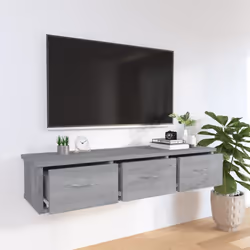 vidaXL Wall Cabinet Grey Sonoma Engineered Wood TV Unit Wall Storage Unit