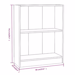 vidaXL Bookshelf Standing Shelf Storage Rack Book Cabinet Engineered Wood - smoked oak, 60 x 24 x 74.5 cm - Additional view 6