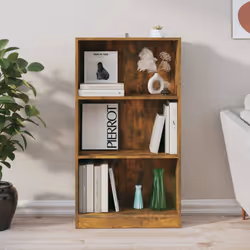 vidaXL Bookshelf Standing Shelf Storage Rack Book Cabinet Engineered Wood - smoked oak, 60 x 24 x 109 cm - Additional view 4