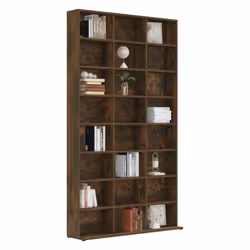 vidaXL CD Cabinet CD Shelf Rack Storage Cabinet Display Shelf Engineered Wood - smoked oak, 102 x 23 x 177.5 cm - Additional view 5