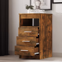 vidaXL Drawer Cabinet Storage Cabinet Chest Drawer Nightstand Engineered Wood - smoked oak - Additional view 4